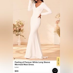 NWT Lulus Feeling of Forever White Long Sleeve Mermaid Maxi Dress